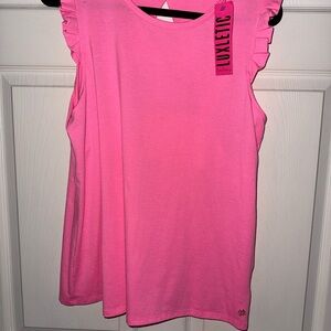 Lilly Pulitzer Luxletic Pink Ruffle Tank Top Large